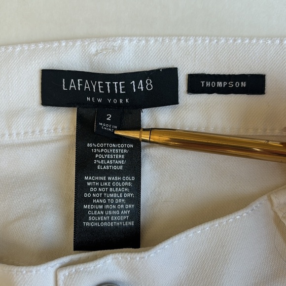 Lafayette 148 Thompson White Slim Fit Stretch Jean Pants Women’s Size 2 - Picture 3 of 16